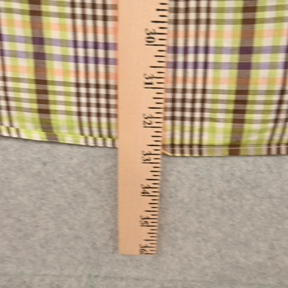 100% Cotton Peter Millar Mens L Plaid Custom Embroidered Cuff Luxury Sport Shirt